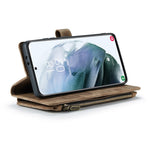 For Samsung Galaxy S22 5G Phone Cases with Strap CASEME C30 Zipper Multiple Card Holder PU Leather Cover