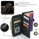For Samsung Galaxy Note20 / Note20 5G Phone Cases with Strap CASEME C30 Zipper Multiple Card Holder PU Leather Cover
