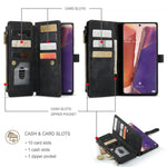 For Samsung Galaxy Note20 / Note20 5G Phone Cases with Strap CASEME C30 Zipper Multiple Card Holder PU Leather Cover