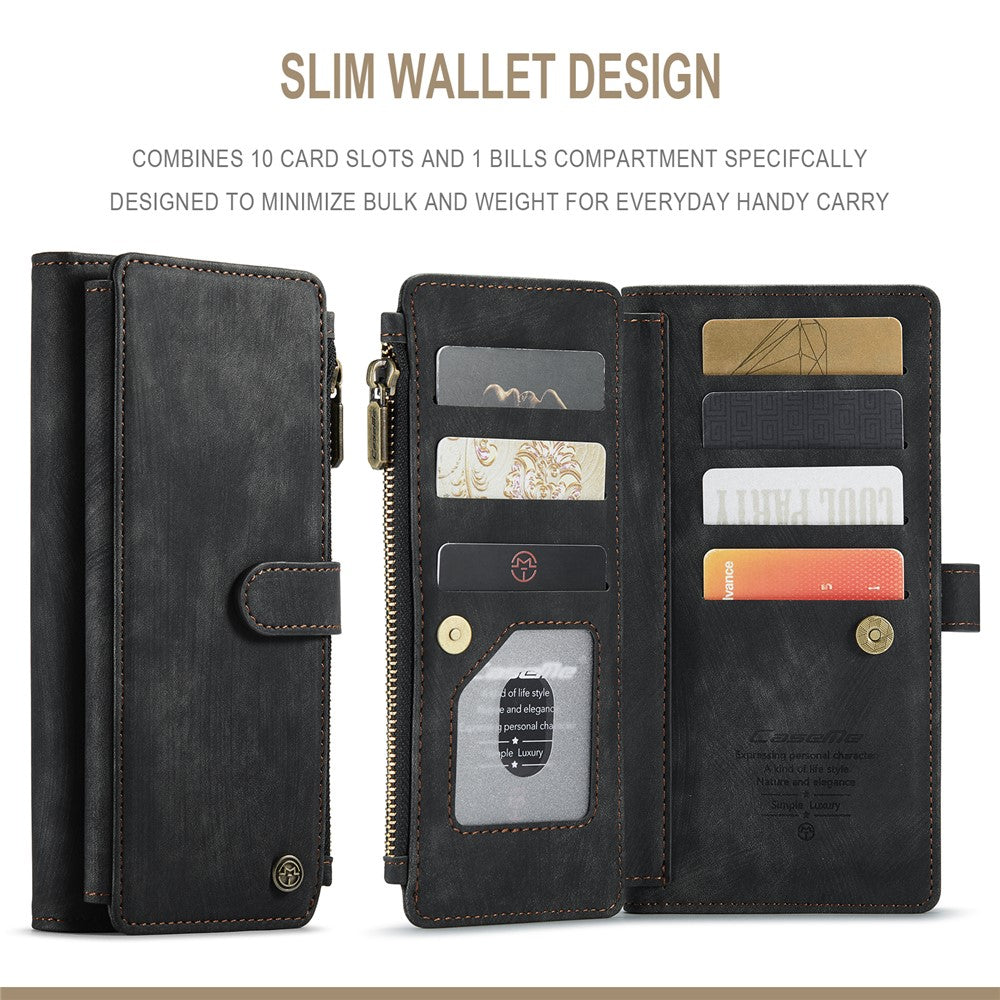 For Samsung Galaxy Note20 / Note20 5G Phone Cases with Strap CASEME C30 Zipper Multiple Card Holder PU Leather Cover