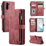 For Samsung Galaxy Note 10 Phone Cases with Strap CASEME C30 Zipper Multiple Card Holder PU Leather Cover