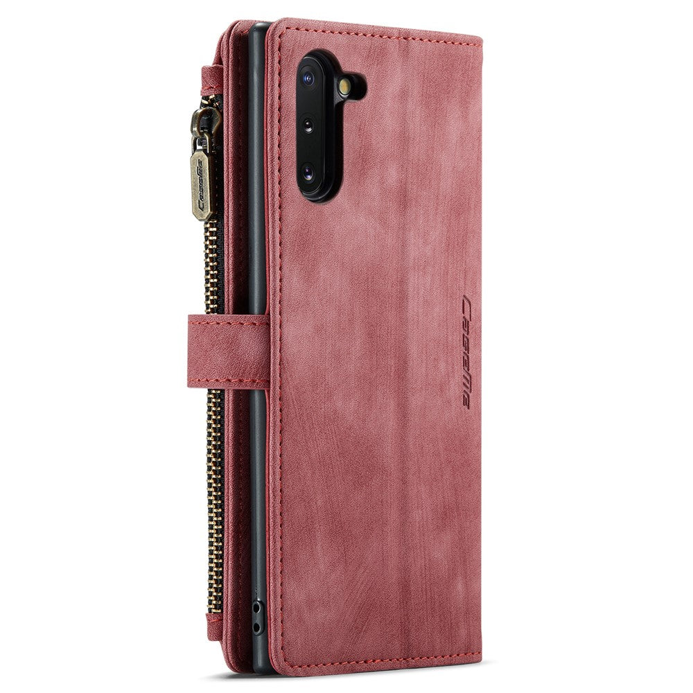 For Samsung Galaxy Note 10 Phone Cases with Strap CASEME C30 Zipper Multiple Card Holder PU Leather Cover