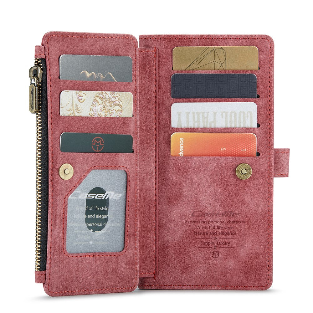 For Samsung Galaxy Note 10 Phone Cases with Strap CASEME C30 Zipper Multiple Card Holder PU Leather Cover