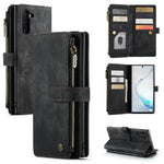 For Samsung Galaxy Note 10 Phone Cases with Strap CASEME C30 Zipper Multiple Card Holder PU Leather Cover