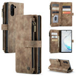 For Samsung Galaxy Note 10 Phone Cases with Strap CASEME C30 Zipper Multiple Card Holder PU Leather Cover