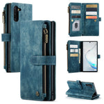 For Samsung Galaxy Note 10 Phone Cases with Strap CASEME C30 Zipper Multiple Card Holder PU Leather Cover