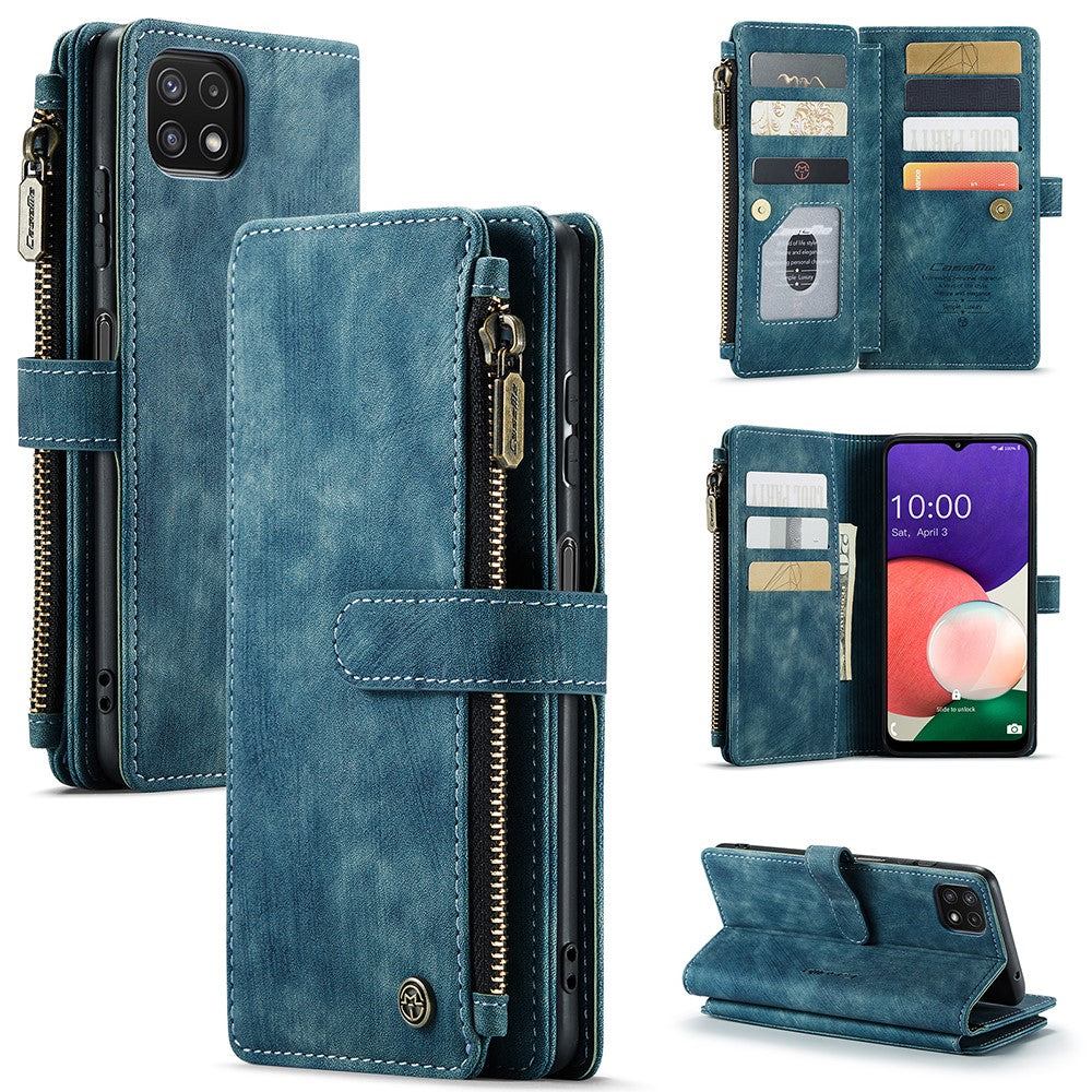 Til Samsung Galaxy A22 5G (EU) Telefonetuier med Rem CASEME C30 Lynlås Flere Kortlommer PU Læder Cover