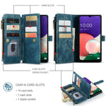 Til Samsung Galaxy A22 5G (EU) Telefonetuier med Rem CASEME C30 Lynlås Flere Kortlommer PU Læder Cover