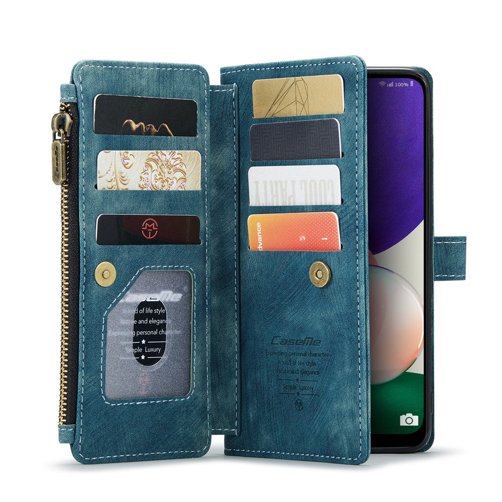 Til Samsung Galaxy A22 5G (EU) Telefonetuier med Rem CASEME C30 Lynlås Flere Kortlommer PU Læder Cover