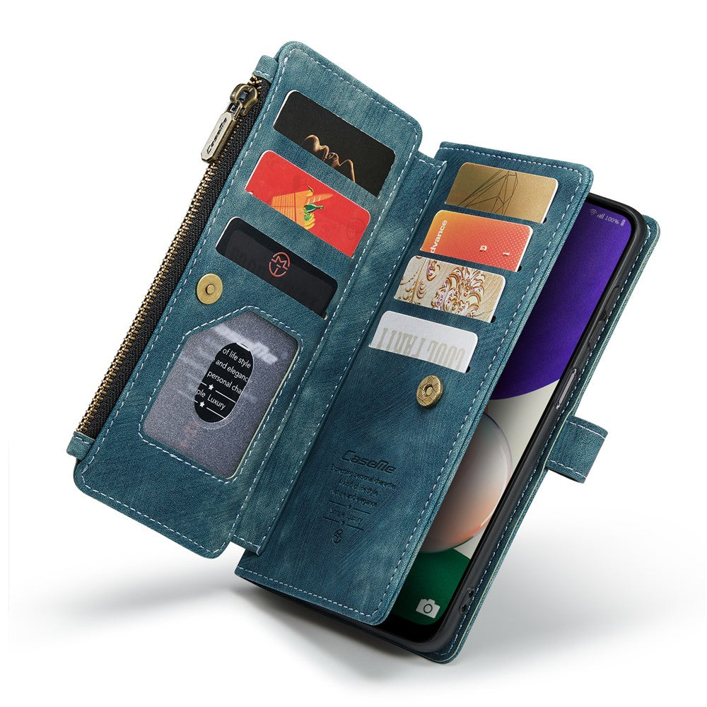 Til Samsung Galaxy A22 5G (EU) Telefonetuier med Rem CASEME C30 Lynlås Flere Kortlommer PU Læder Cover