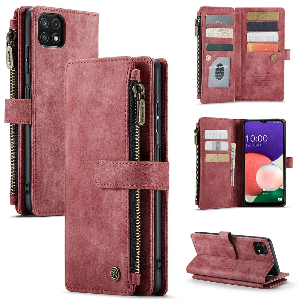 Til Samsung Galaxy A22 5G (EU) Telefonetuier med Rem CASEME C30 Lynlås Flere Kortlommer PU Læder Cover