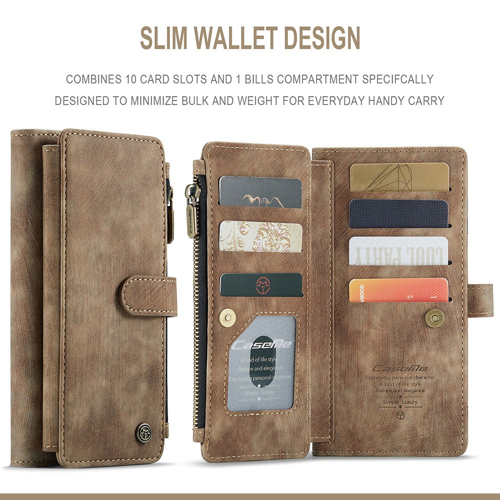 For Samsung Galaxy A32 5G / M32 5G Phone Cases with Strap CASEME C30 Zipper Multiple Card Holder PU Leather Cover