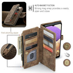For Samsung Galaxy A32 5G / M32 5G Phone Cases with Strap CASEME C30 Zipper Multiple Card Holder PU Leather Cover