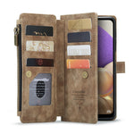 For Samsung Galaxy A32 5G / M32 5G Phone Cases with Strap CASEME C30 Zipper Multiple Card Holder PU Leather Cover