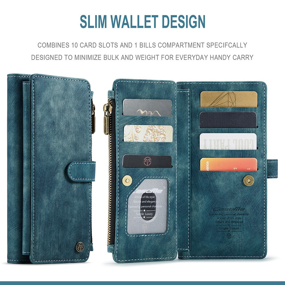 For Samsung Galaxy A51 4G SM-A515 Phone Cases with Strap CASEME C30 Zipper Multiple Card Holder PU Leather Cover