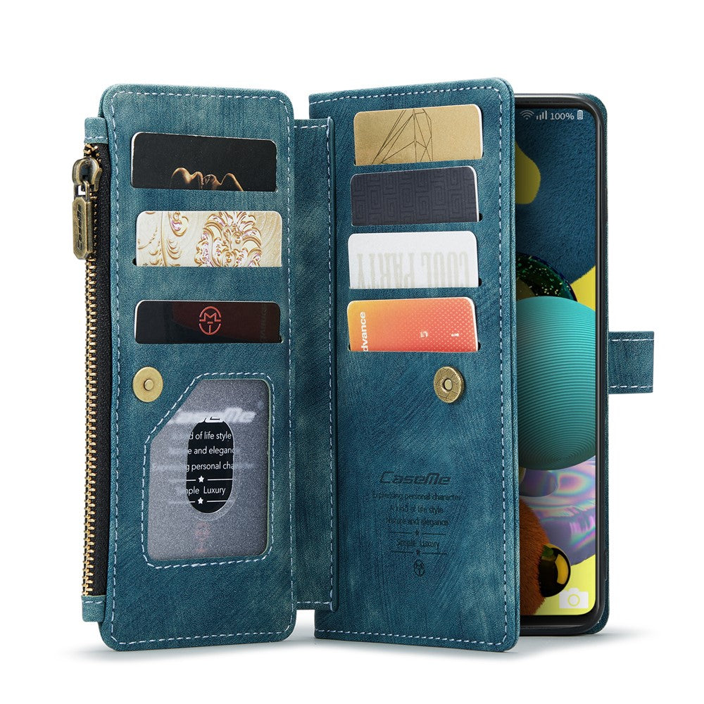 For Samsung Galaxy A51 4G SM-A515 Phone Cases with Strap CASEME C30 Zipper Multiple Card Holder PU Leather Cover