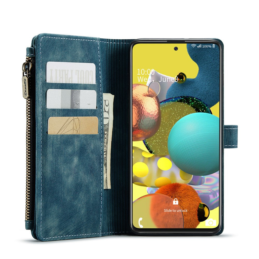For Samsung Galaxy A51 4G SM-A515 Phone Cases with Strap CASEME C30 Zipper Multiple Card Holder PU Leather Cover