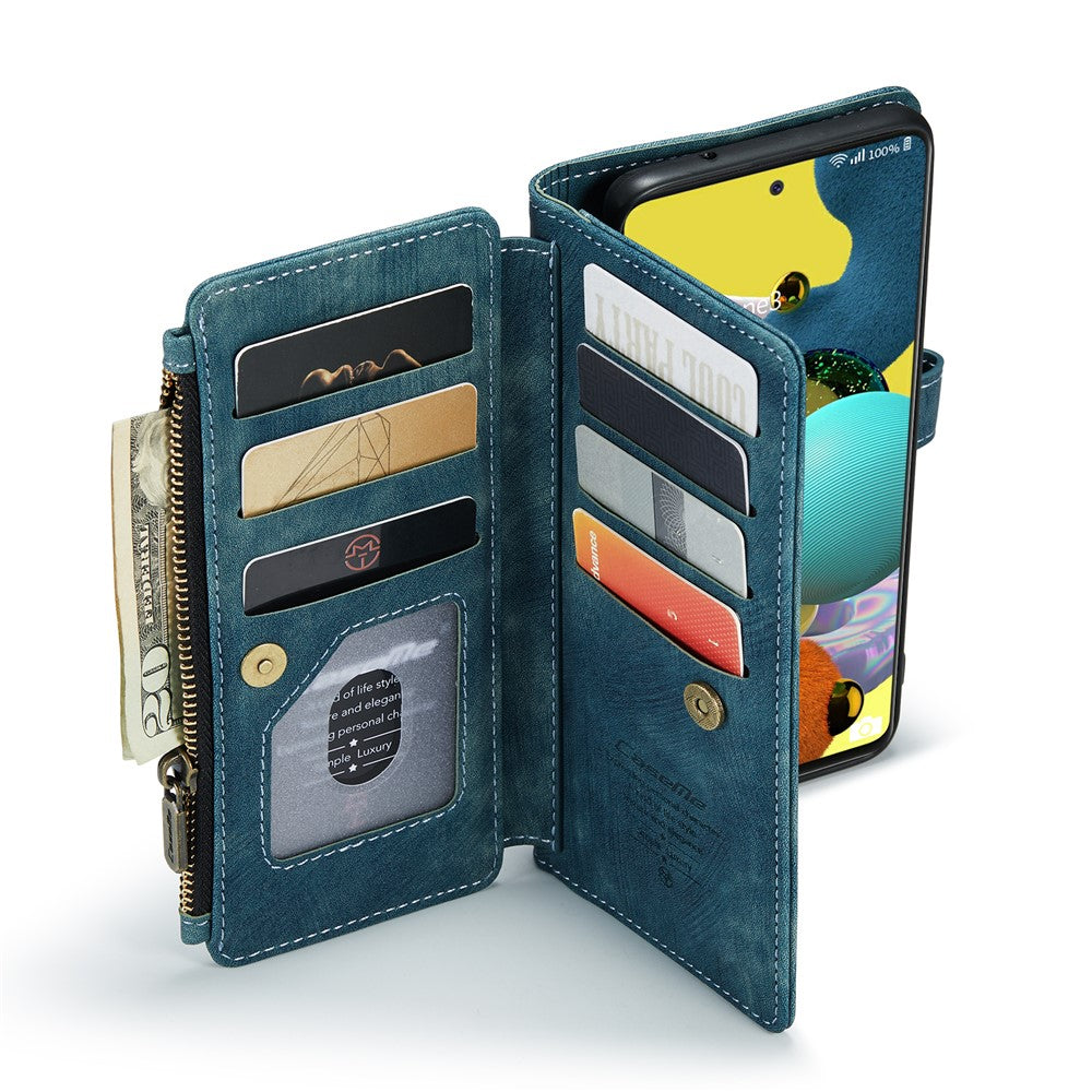 For Samsung Galaxy A51 4G SM-A515 Phone Cases with Strap CASEME C30 Zipper Multiple Card Holder PU Leather Cover