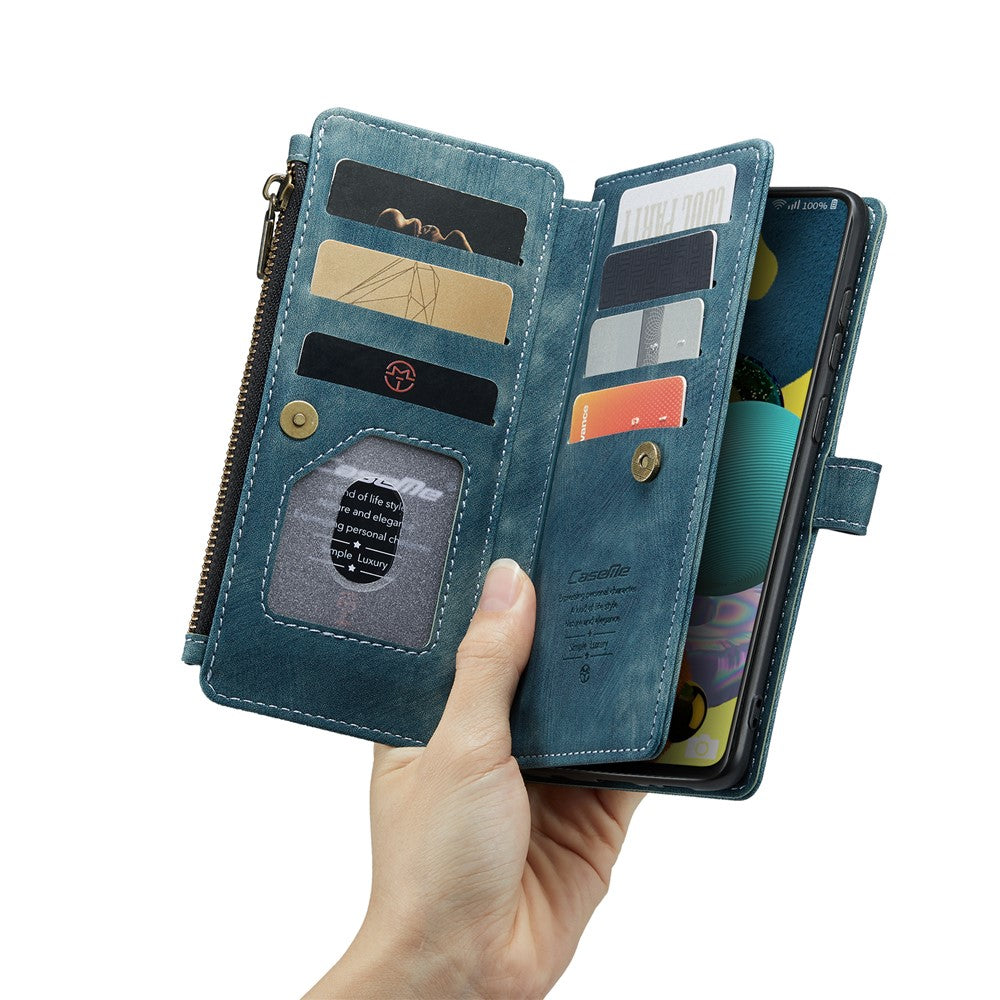 For Samsung Galaxy A51 4G SM-A515 Phone Cases with Strap CASEME C30 Zipper Multiple Card Holder PU Leather Cover