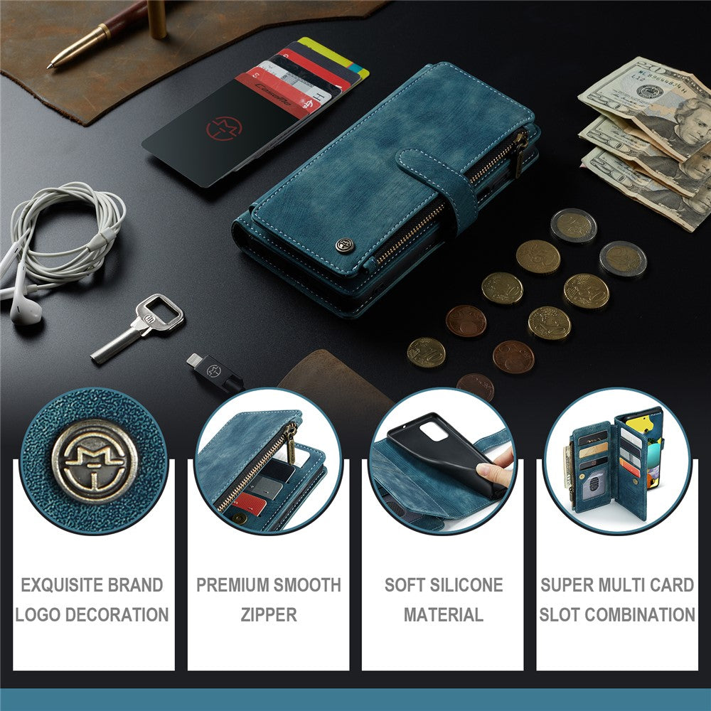 For Samsung Galaxy A51 4G SM-A515 Phone Cases with Strap CASEME C30 Zipper Multiple Card Holder PU Leather Cover