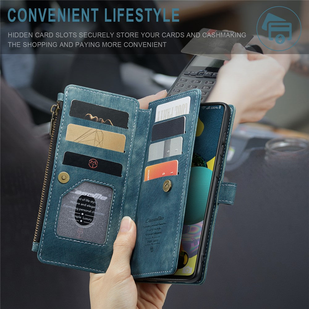 For Samsung Galaxy A51 4G SM-A515 Phone Cases with Strap CASEME C30 Zipper Multiple Card Holder PU Leather Cover