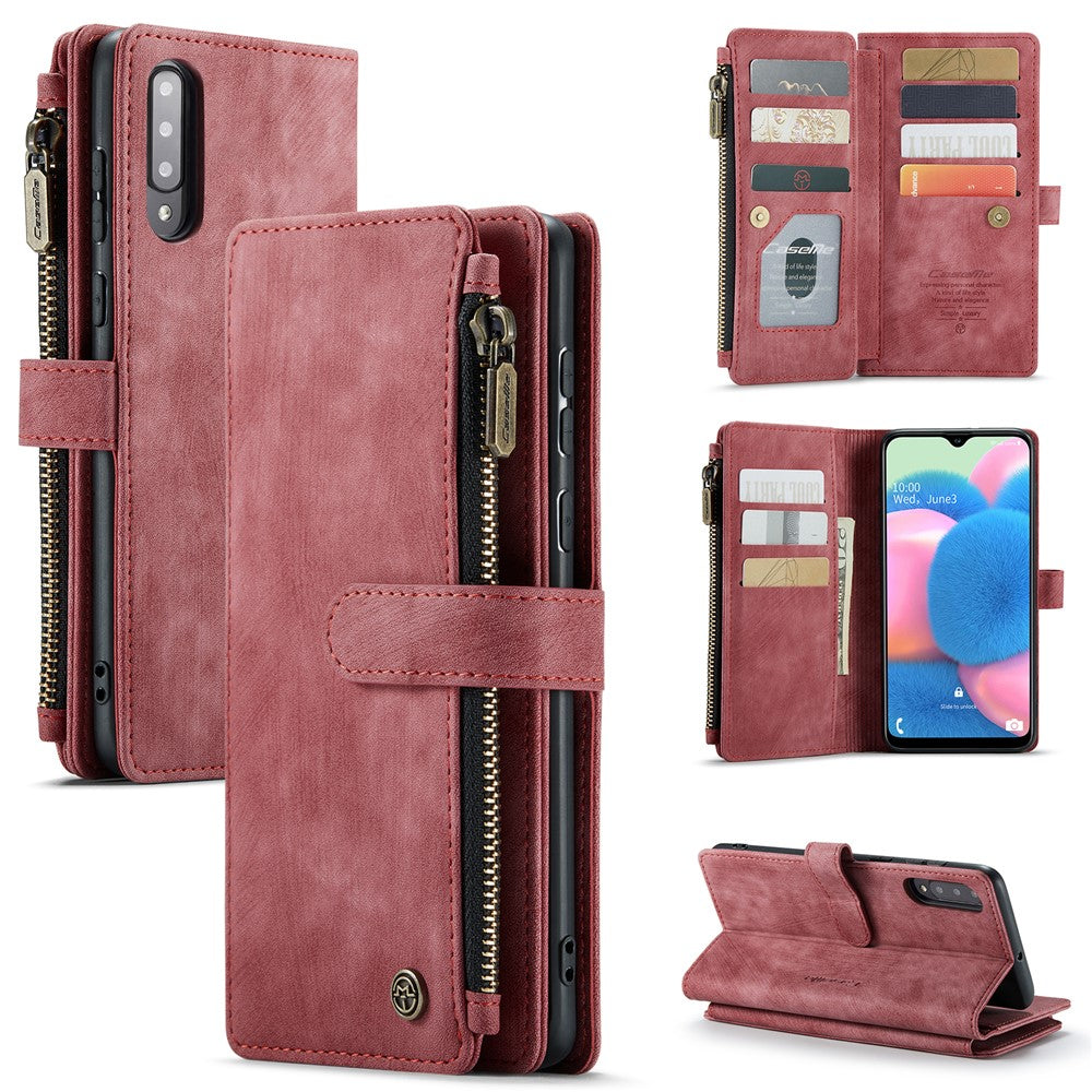 For Samsung Galaxy A30s / A50 / A50s Phone Cases with Strap CASEME C30 Zipper Multiple Card Holder PU Leather Cover