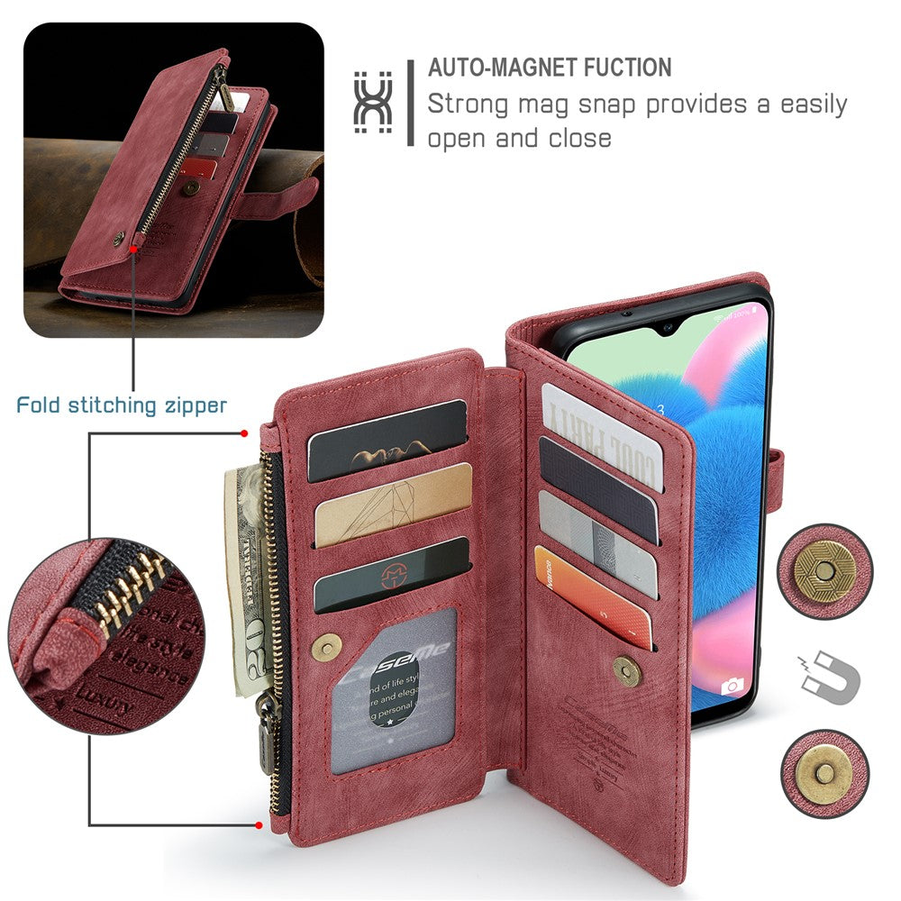 Til Samsung Galaxy A30s / A50 / A50s Telefoncovers med Rem CASEME C30 Lynlås Flere Kortrum PU Læder Cover