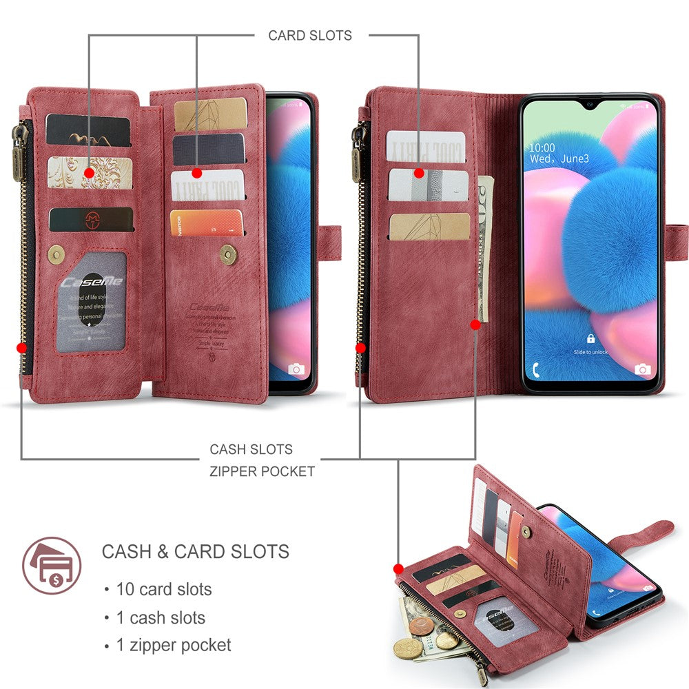 Til Samsung Galaxy A30s / A50 / A50s Telefoncovers med Rem CASEME C30 Lynlås Flere Kortrum PU Læder Cover