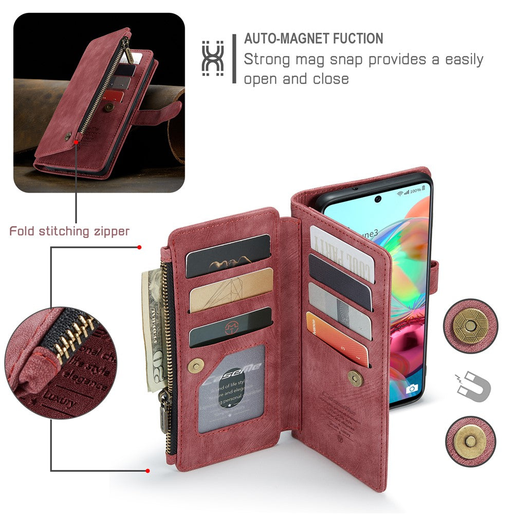 Til Samsung Galaxy A71 4G SM-A715 Telefonetuier med Rem CASEME C30 Lynlås Flere Kortrum PU Læder Cover