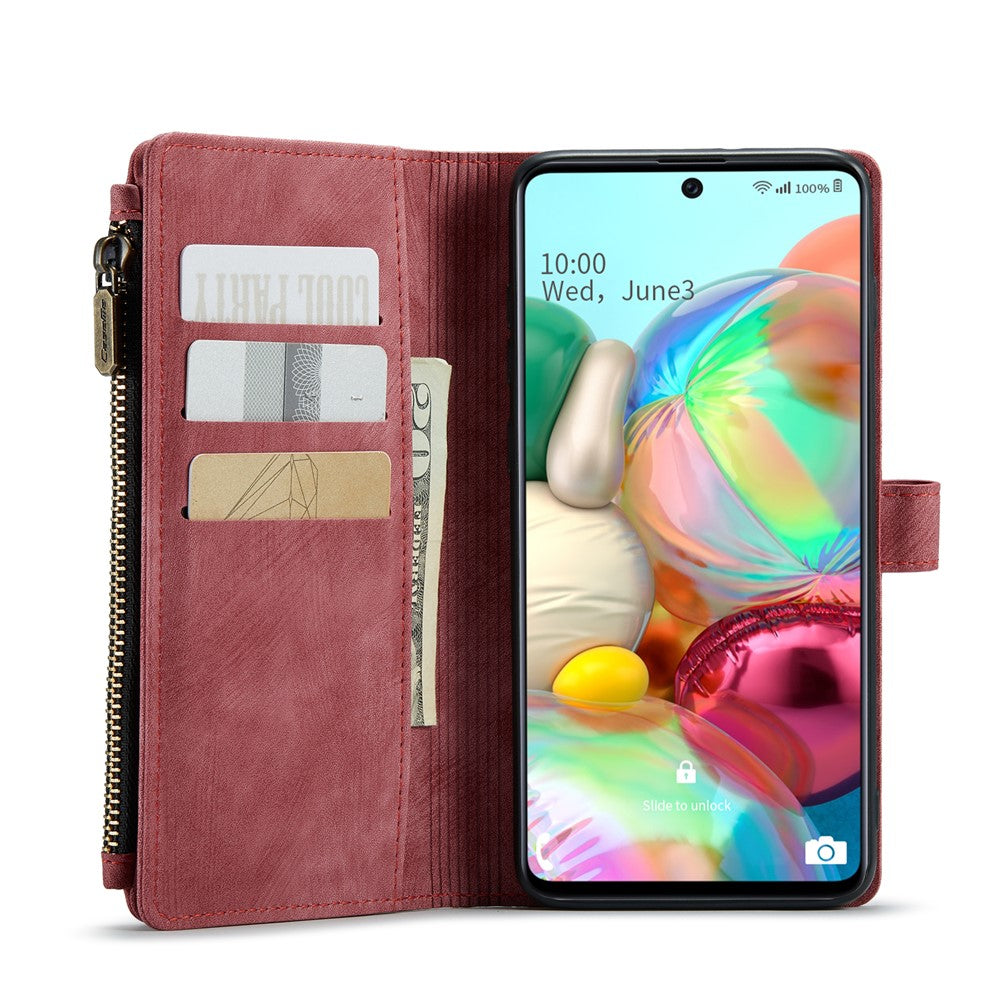 Til Samsung Galaxy A71 4G SM-A715 Telefonetuier med Rem CASEME C30 Lynlås Flere Kortrum PU Læder Cover