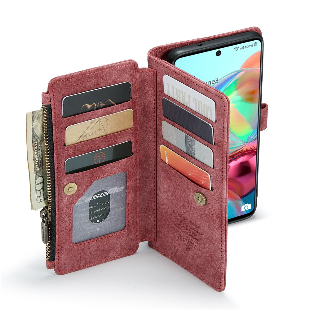 Til Samsung Galaxy A71 4G SM-A715 Telefonetuier med Rem CASEME C30 Lynlås Flere Kortrum PU Læder Cover