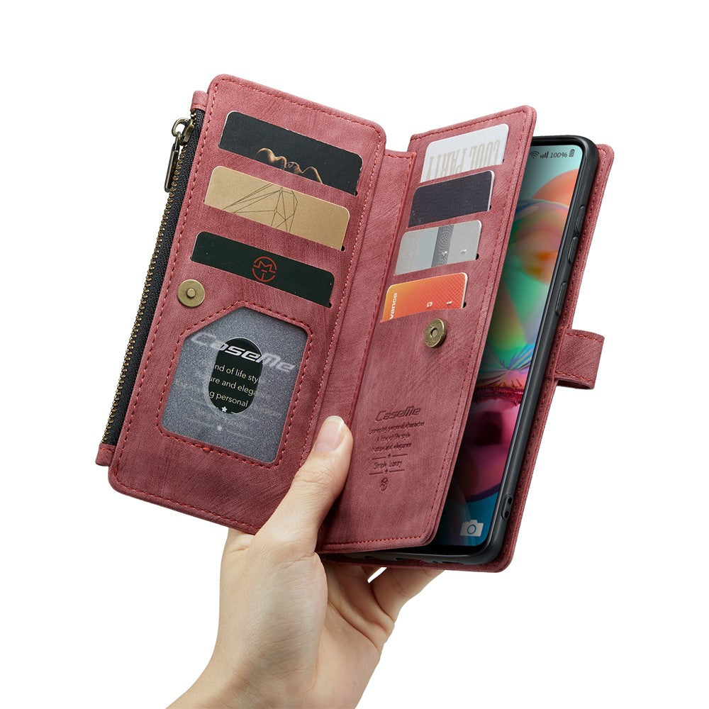 Til Samsung Galaxy A71 4G SM-A715 Telefonetuier med Rem CASEME C30 Lynlås Flere Kortrum PU Læder Cover