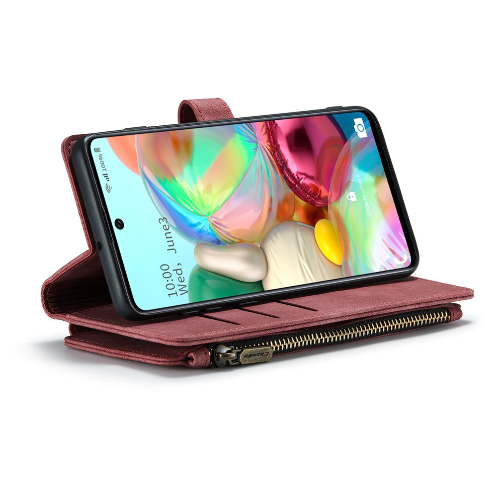 Til Samsung Galaxy A71 4G SM-A715 Telefonetuier med Rem CASEME C30 Lynlås Flere Kortrum PU Læder Cover
