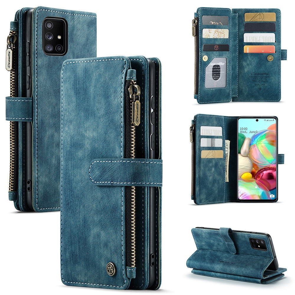 Til Samsung Galaxy A71 4G SM-A715 Telefonetuier med Rem CASEME C30 Lynlås Flere Kortrum PU Læder Cover