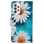 Pattern-Printing Cross Texture PU Leather Case for Samsung Galaxy A23 5G (Global Version) / 4G, Drop-Resistant Complete Covering Leather Wallet Stand Phone Shell + Strap