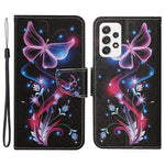 Pattern-Printing Cross Texture PU Leather Case for Samsung Galaxy A23 5G (Global Version) / 4G, Drop-Resistant Complete Covering Leather Wallet Stand Phone Shell + Strap