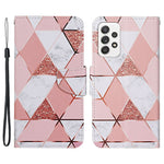 Pattern-Printing Cross Texture PU Leather Case for Samsung Galaxy A23 5G (Global Version) / 4G, Drop-Resistant Complete Covering Leather Wallet Stand Phone Shell + Strap
