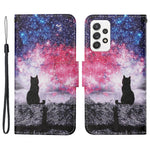 Pattern-Printing Cross Texture PU Leather Case for Samsung Galaxy A23 5G (Global Version) / 4G, Drop-Resistant Complete Covering Leather Wallet Stand Phone Shell + Strap