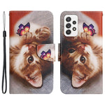Pattern-Printing Cross Texture PU Leather Case for Samsung Galaxy A23 5G (Global Version) / 4G, Drop-Resistant Complete Covering Leather Wallet Stand Phone Shell + Strap