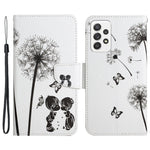 Pattern-Printing Cross Texture PU Leather Case for Samsung Galaxy A23 5G (Global Version) / 4G, Drop-Resistant Complete Covering Leather Wallet Stand Phone Shell + Strap