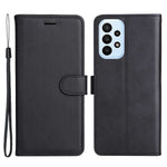 For Samsung Galaxy A23 5G (Global Version) / 4G Case Solid Color Leather Mobile Cover Wallet Stand with Strap