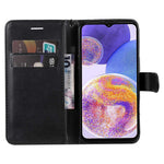 For Samsung Galaxy A23 5G (Global Version) / 4G Case Solid Color Leather Mobile Cover Wallet Stand with Strap