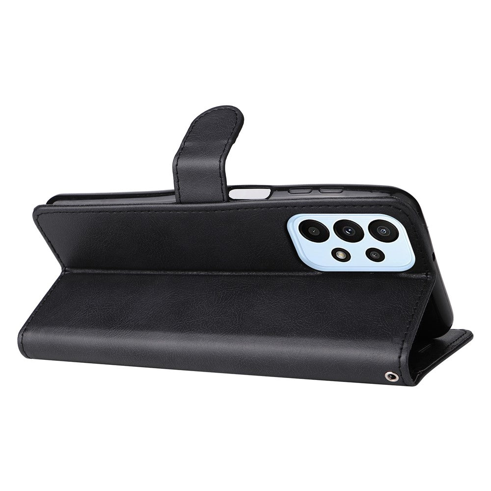 For Samsung Galaxy A23 5G (Global Version) / 4G Case Solid Color Leather Mobile Cover Wallet Stand with Strap