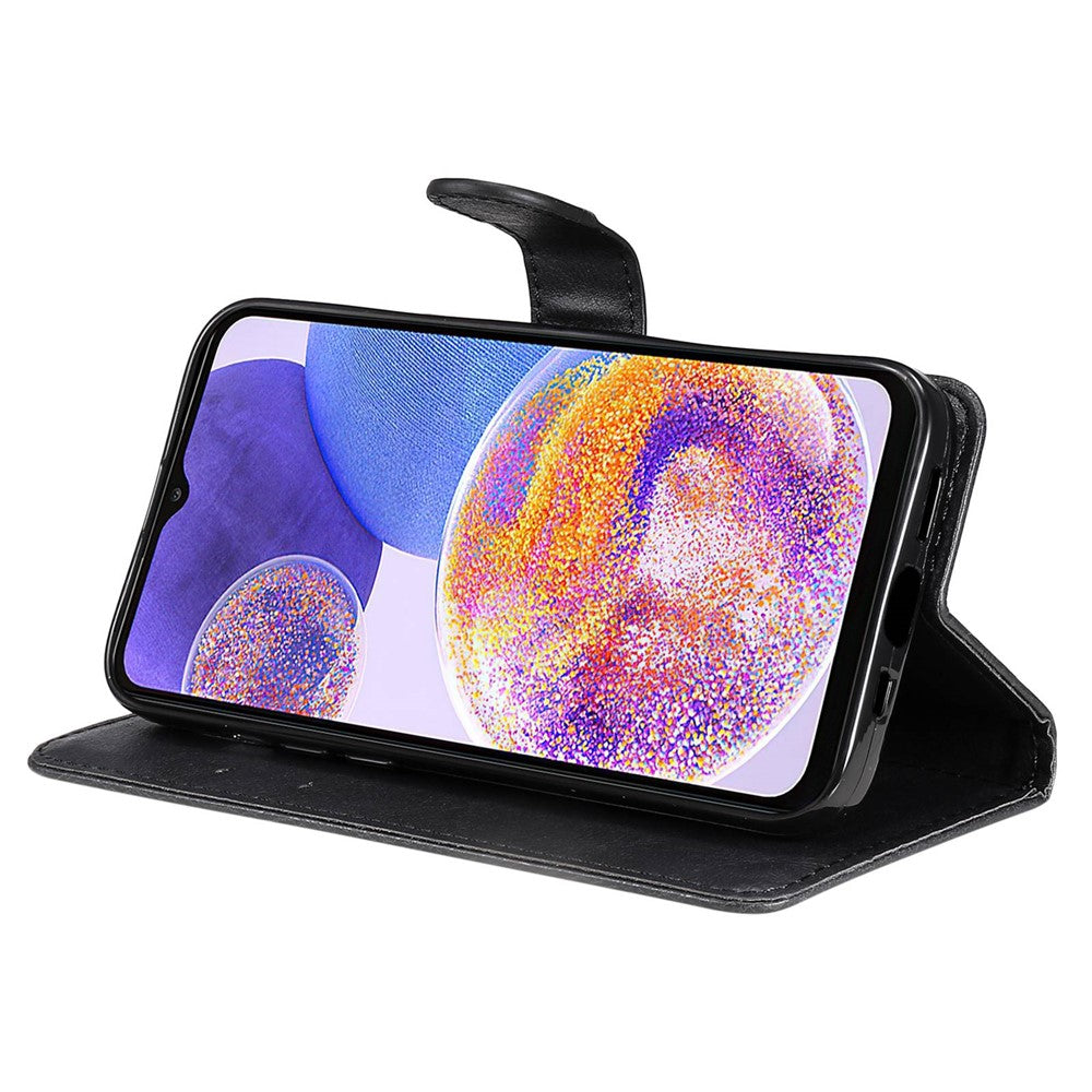 For Samsung Galaxy A23 5G (Global Version) / 4G Case Solid Color Leather Mobile Cover Wallet Stand with Strap