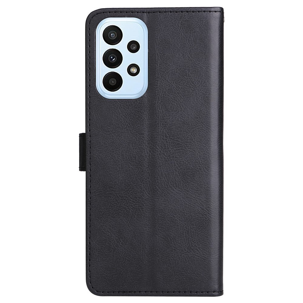 For Samsung Galaxy A23 5G (Global Version) / 4G Case Solid Color Leather Mobile Cover Wallet Stand with Strap
