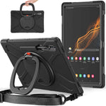 For Samsung Galaxy Tab S8 Ultra X900 / X906 / S9 Ultra X910 Rotary Kickstand PC + Silicone Tablet Case with Shoulder Strap
