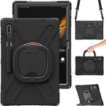 For Samsung Galaxy Tab S8 Ultra X900 / X906 / S9 Ultra X910 Rotary Kickstand PC + Silicone Tablet Case with Shoulder Strap