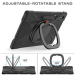 For Samsung Galaxy Tab S8 Ultra X900 / X906 / S9 Ultra X910 Rotary Kickstand PC + Silicone Tablet Case with Shoulder Strap