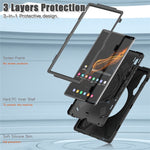 For Samsung Galaxy Tab S8 Ultra X900 / X906 / S9 Ultra X910 Rotary Kickstand PC + Silicone Tablet Case with Shoulder Strap