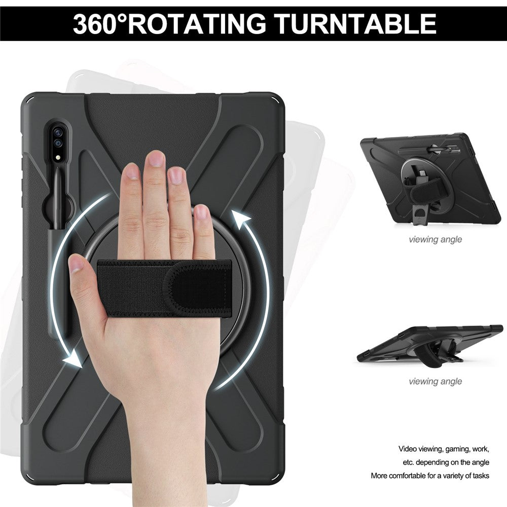 For Samsung Galaxy Tab S8 Ultra X900 / X906 / S9 Ultra X910 Hand Strap Tablet Case Hard PC + Soft TPU Shockproof Cover
